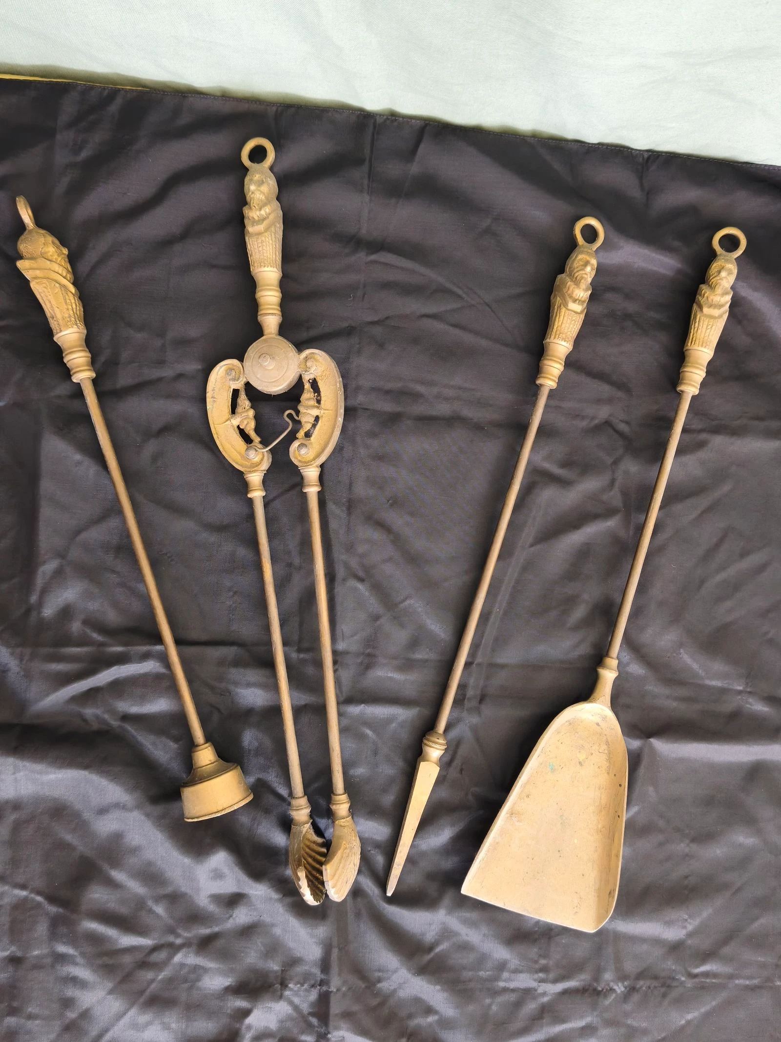 Oude 4-delige set voor open haard in brons – photo 2